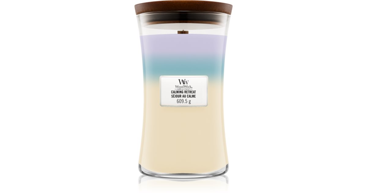 Woodwick Trilogy Vonná svíčka Calming Retreat s dřevěným knotem 609,5 g