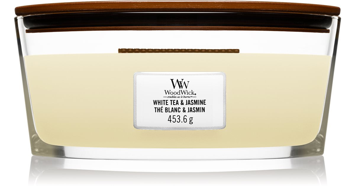 Woodwick Bougie 16 oz Thé blanc et jasmin