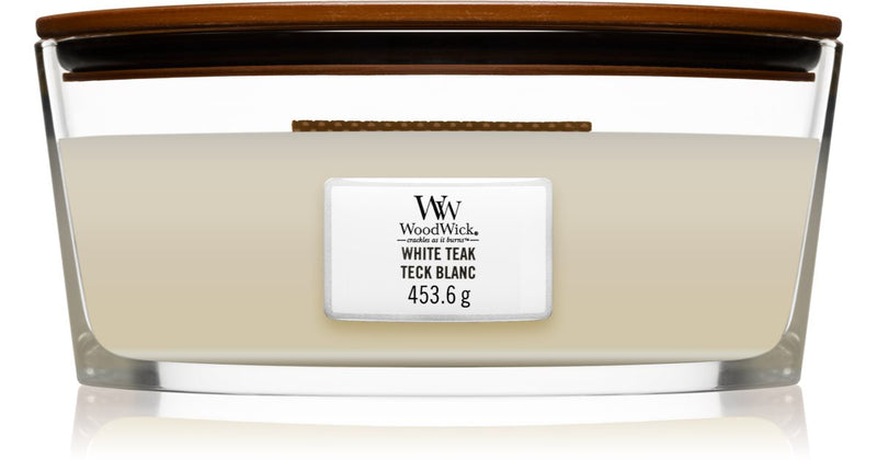 Woodwick Vela perfumada White Teak com pavio de madeira (hearthwick) 453,6 g