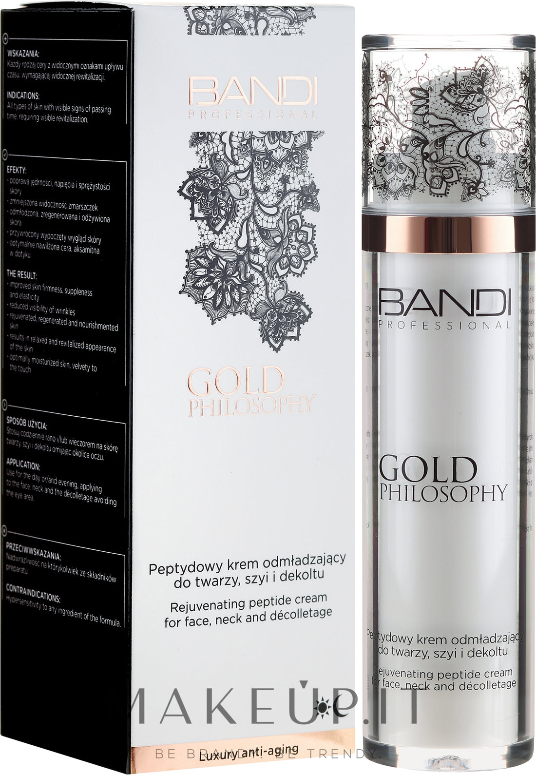 Crema peptidica anti-età per viso, collo e decolleté Bandi Professional Gold Philosophy Rejuvenating Peptide Cream 50 ml