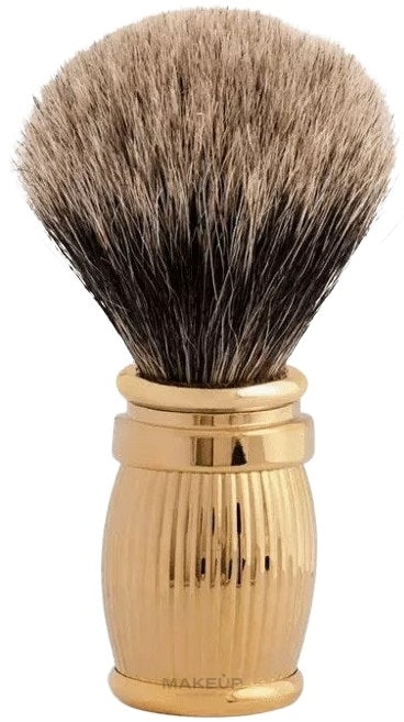 Pennello da barba Plisson Godroon Gold Finish &amp; European Grey Shaving Brush
