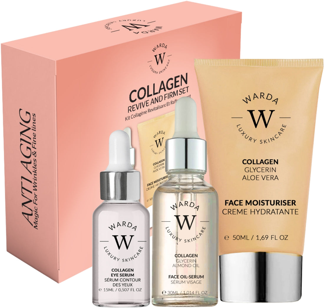 Set Warda Collagen Revive &amp; Firm (serum/30ml + cr/50ml + eye/serum/15ml)