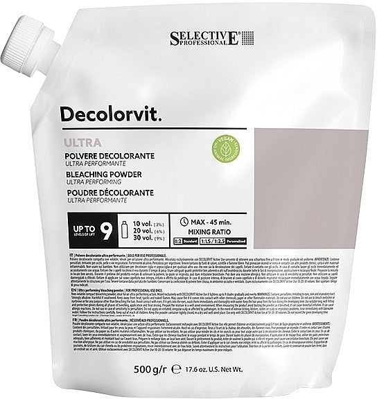 Polvere decolorante per capelli, 9 toni Selective Professional Decolorvità Ultra Bleaching Powder 500 g