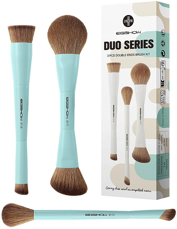 Set pennelli trucco, 3 pz Eigshow Beauty Duo Double Cyan 3 pz.
