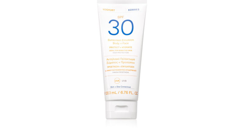Korres Yoghurt Sunscreen tanning emulsion for face and body SPF 30 200 ml 