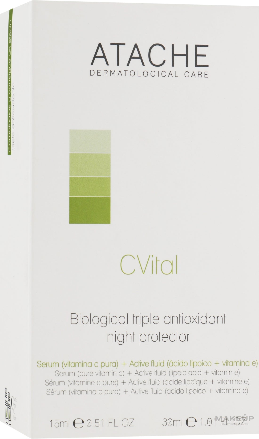 Trattamento antiossidante, da notte Atache C Vital Biological Triple-Antioxidant Night Protector (fluid 30 ml + ser 15 ml)