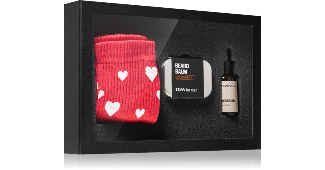 Zew Gift Box Set (voor heren) herensokken 1 st + baardbalsem 80 ml + baardbehandelingsolie 30 ml