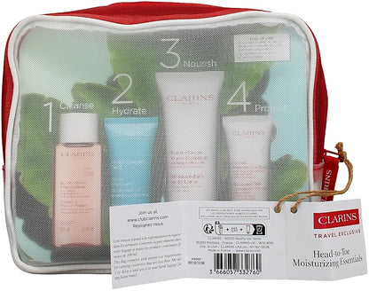 Clarins Head-To-Toe Moisturizing Essentials — cofanetto idratante viso e corpo, 6 prodotti